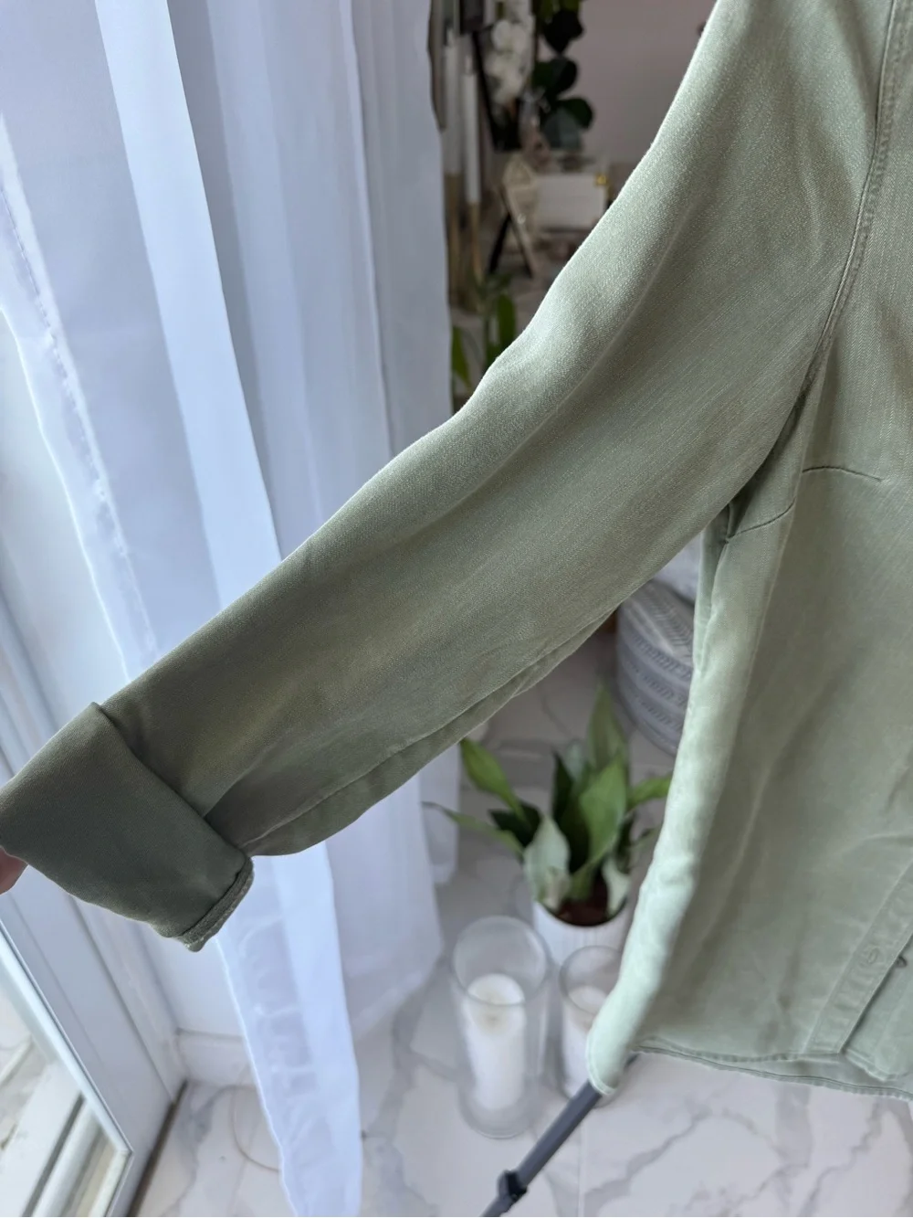 Old Navy Sage Green Button Down Shirt Size Small Y2K